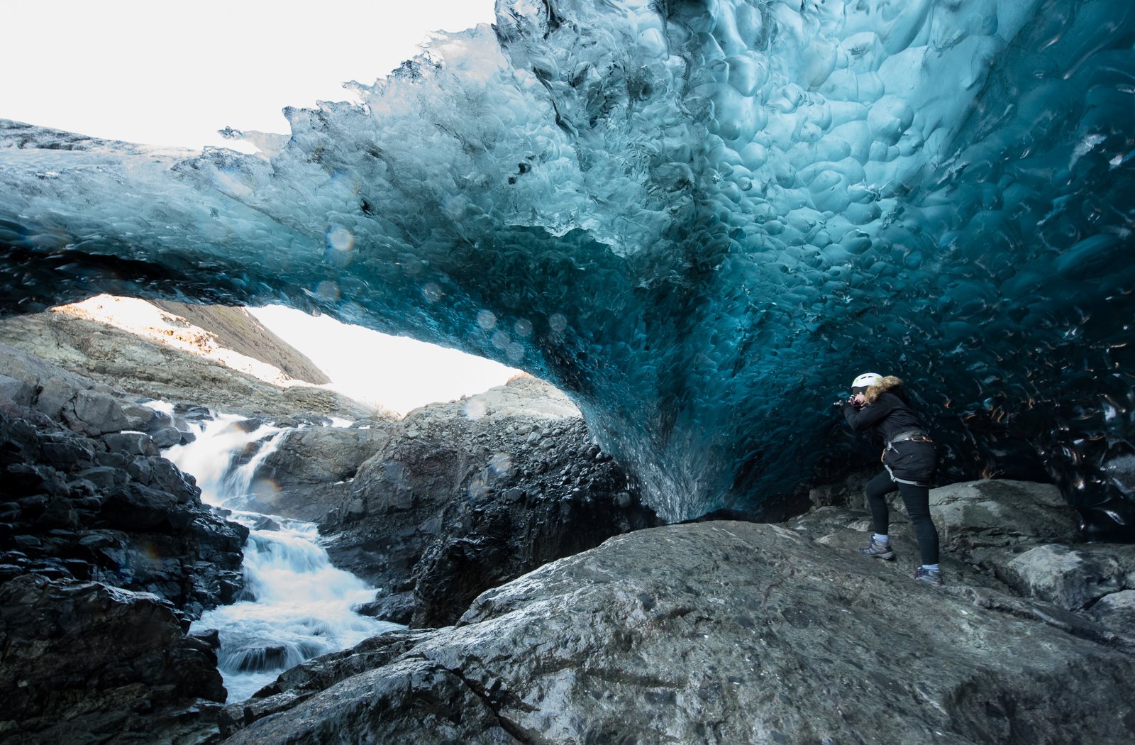 Waterfall ice cave