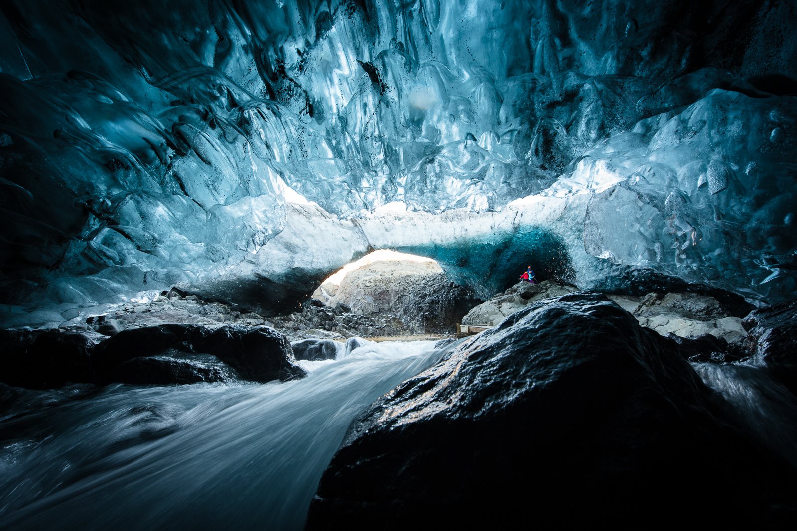 Waterfall ice cave