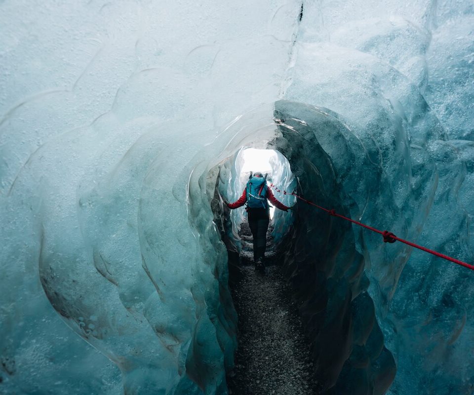 Blue ice caves in Skaftafell Iceland