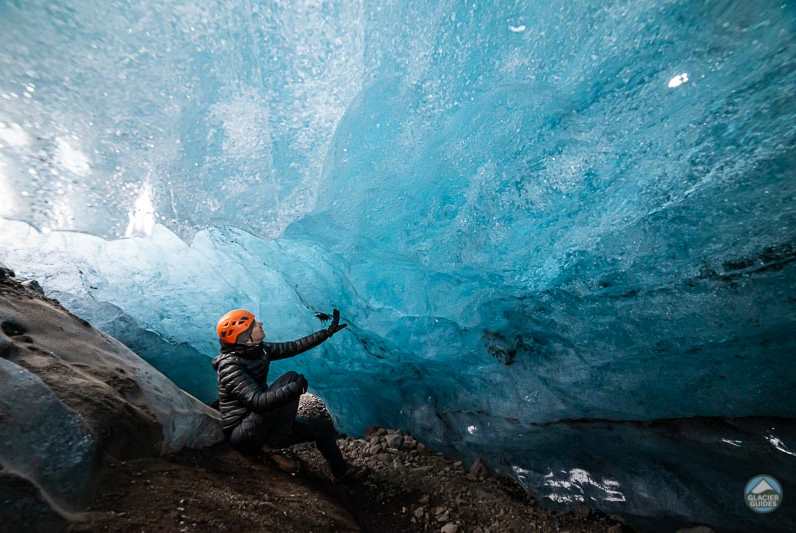 walking into glacier