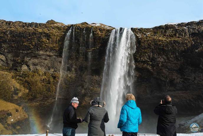 Seljalandsfoss waterfall in fall time in Iceland