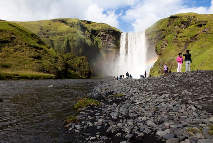 skogafoss waterfall rainbow