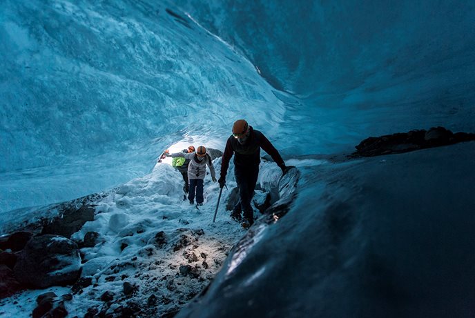 Inside The Blue Ice Cave At Falljokull Glacier From Skaftafell 