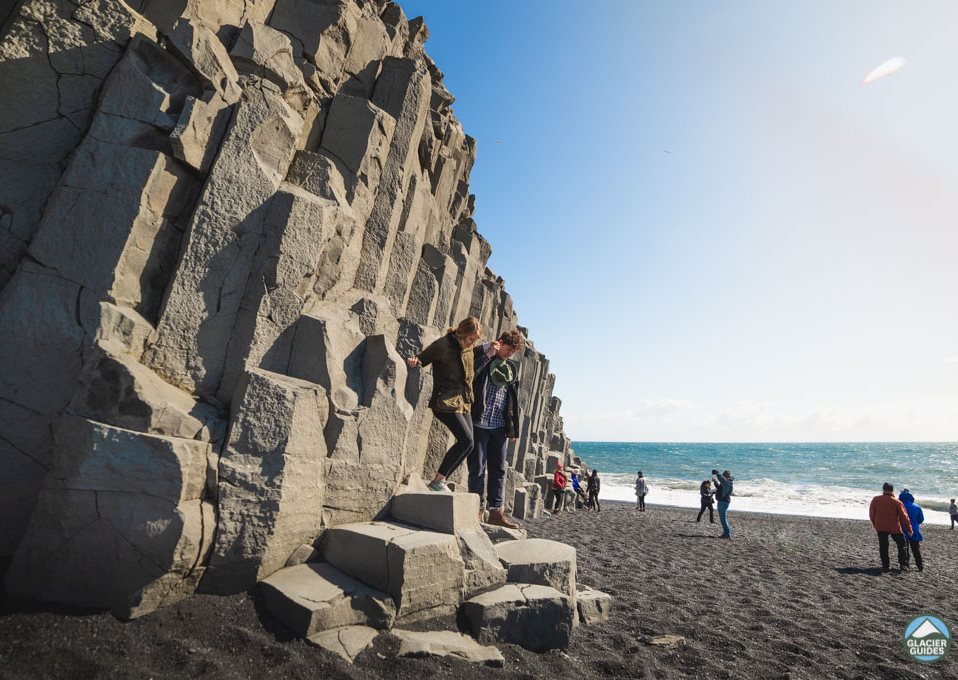Reynisfjara black sand beach in summer