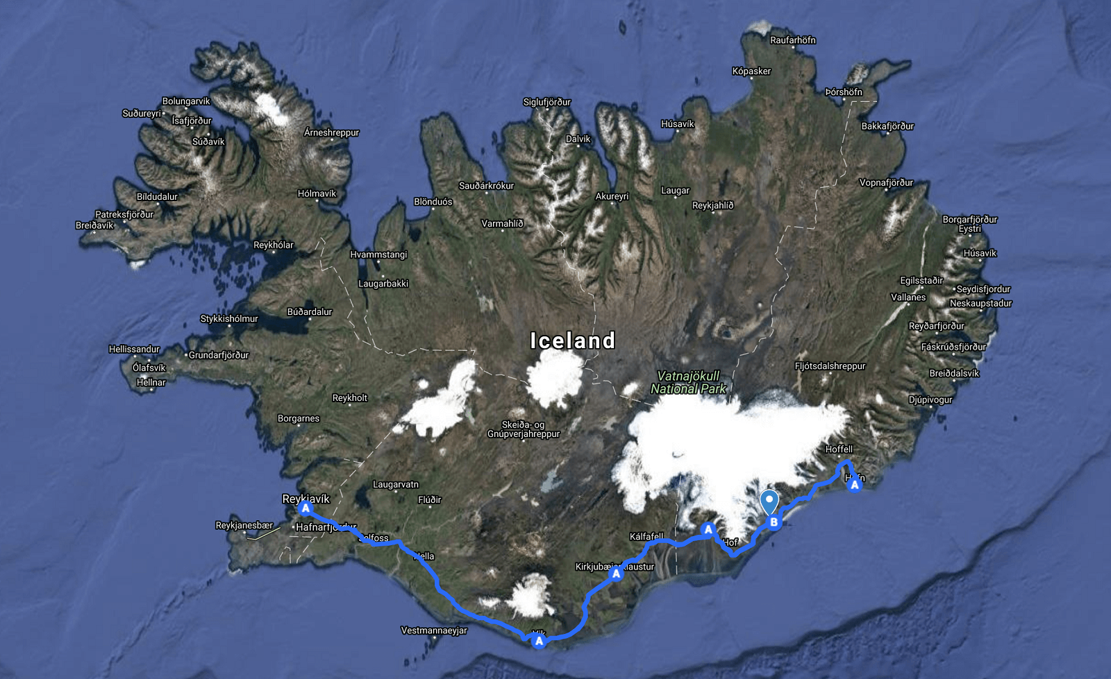 Directions to Jokulsarlon