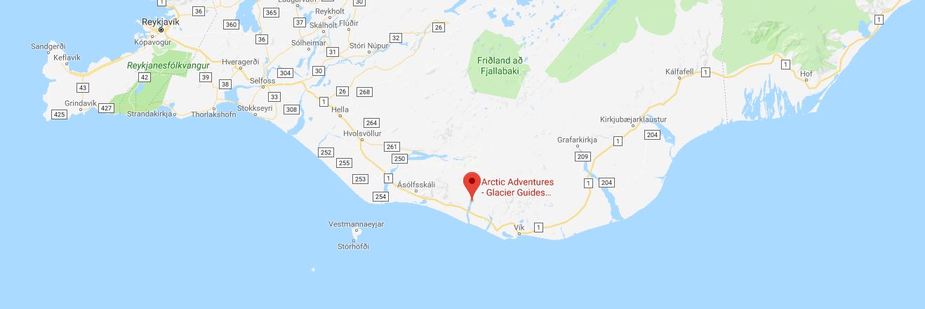 Solheimajokull map south Iceland