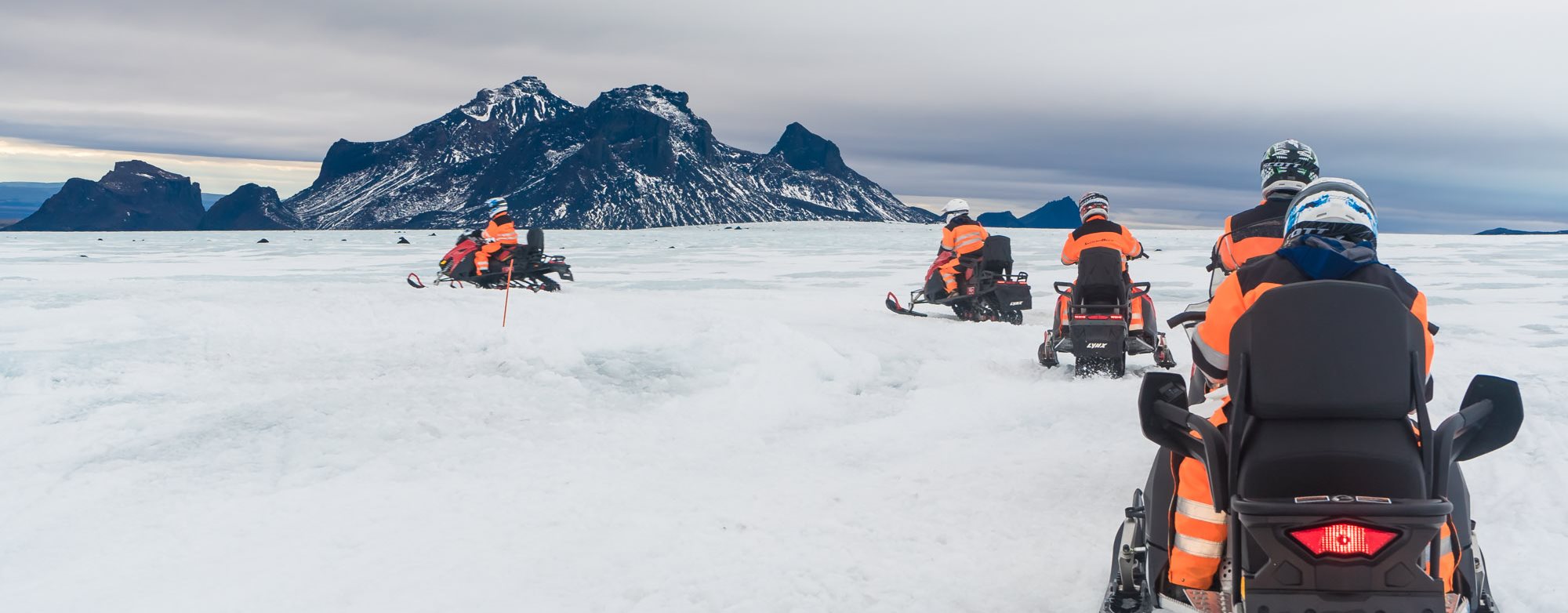 Glacier snowmobiling on Langjökull