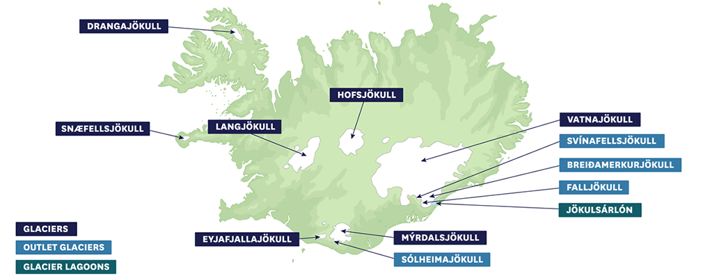 Map Of Glaciers In Iceland Map Of Glaciers In Iceland