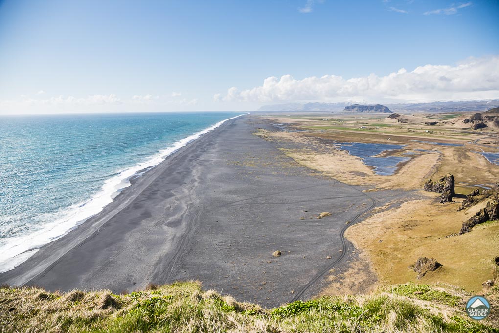 Endless Black Sand Beach Seen at Dyrholey South Coast Iceland