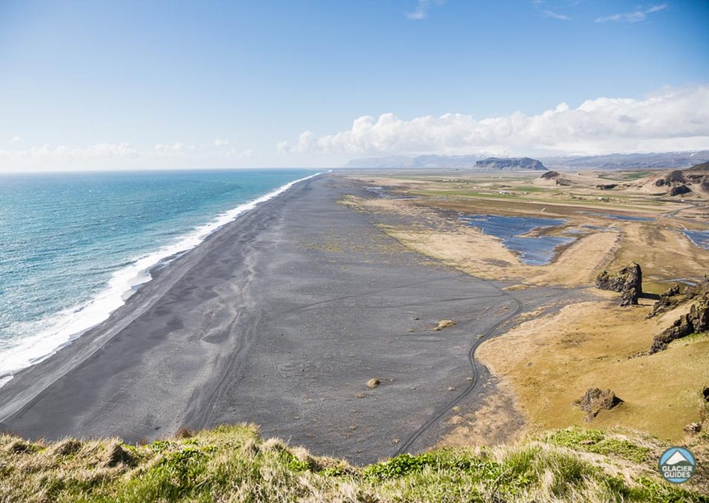 Endless Black Sand Beach Seen at Dyrholey South Coast Iceland