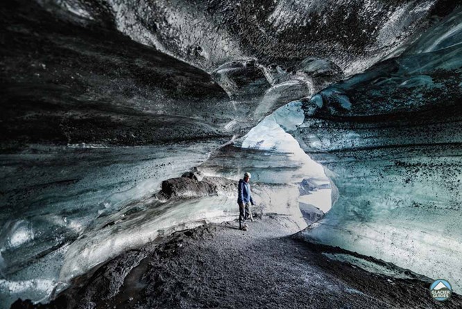 Myrdalsjokull Glacier Ice Cave by Katla Volcano