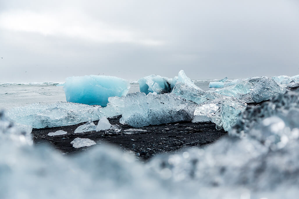 Diamond Beach of Jokulsarlon Glacier Lagoon, South Iceland