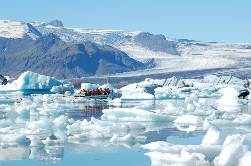 Sailing in Jokulsarlon Glacier Lagoon on an Amphibian Boat Tour, South Iceland