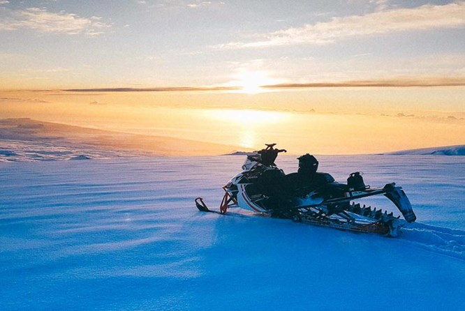 Iceland Volcano Snowmobile on Eyjafjallajokull Glacier  Iceland Volcano Snowmobile on Eyjafjallajokull Glacier