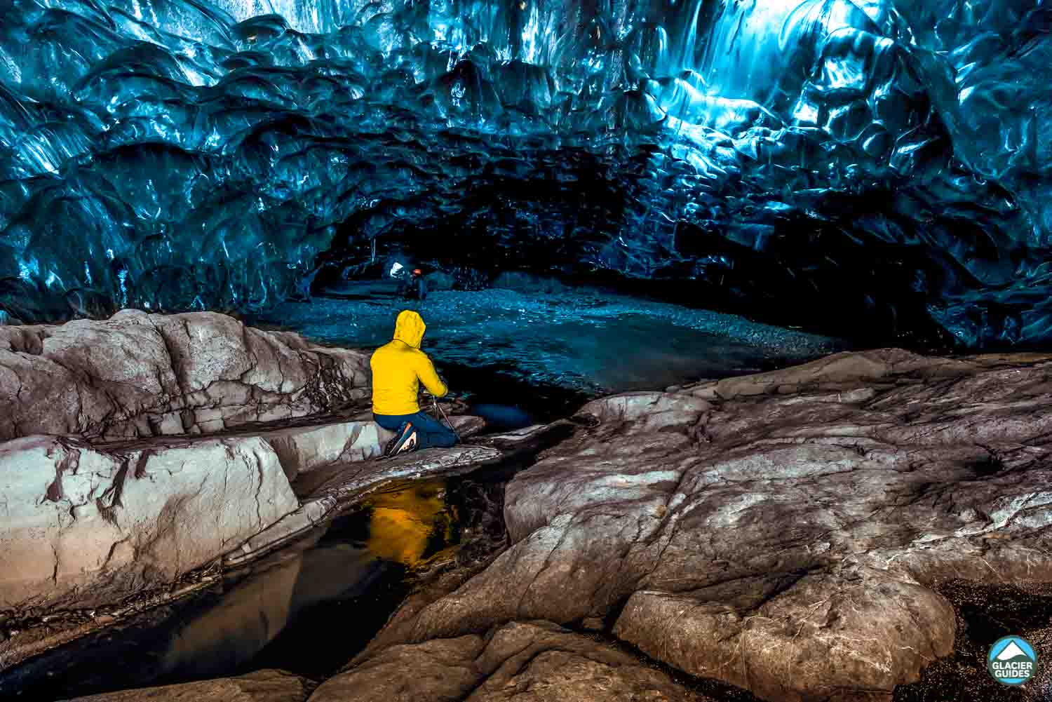 Crystal Blue Sealing Of Ice Cave In Iceland