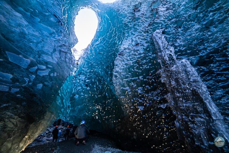 Spectacular crystal blue ice cave