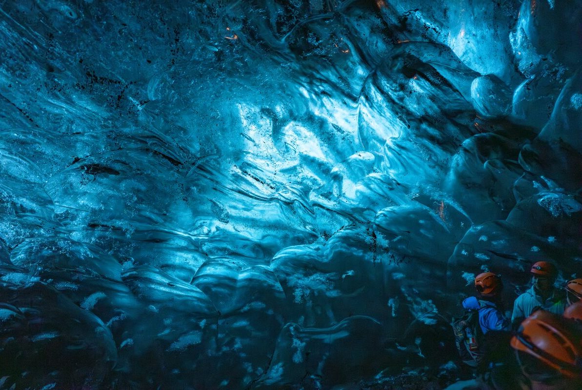 Spectacular crystal blue ice cave