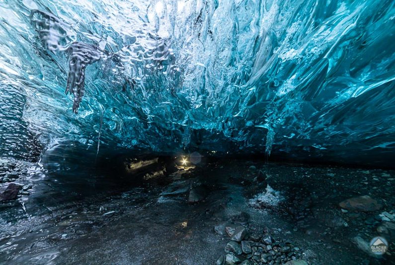 The ice cave is very long and deep