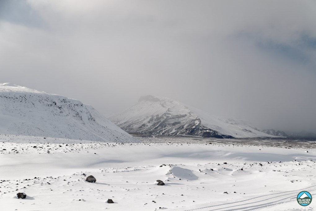Snow On Mountains At Langjokull Glacier In Iceland