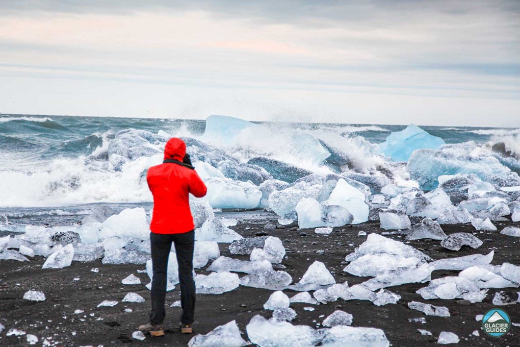 Taking Picture Of Diamond Beach Icebergs
