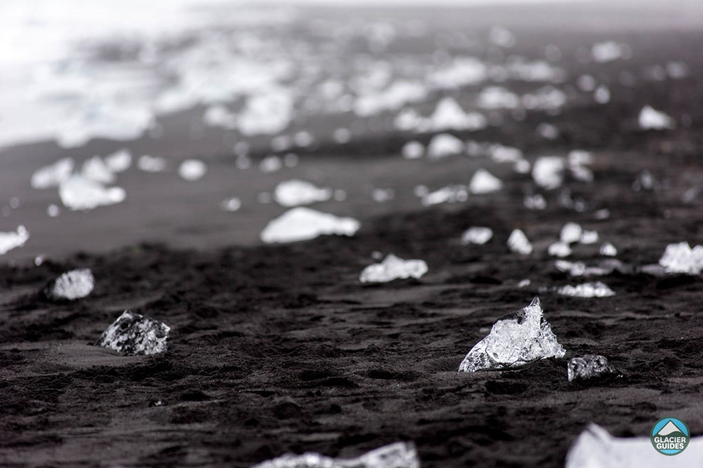 Crystal Ice and Black Sand In Iceland