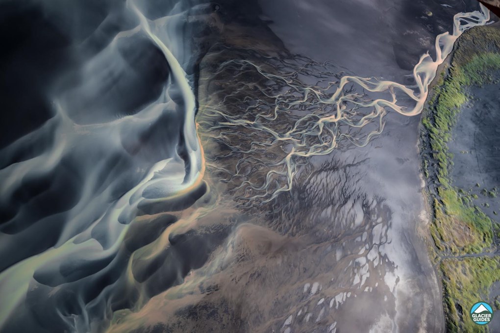 Vatnajokull Glacier Rivers Outlet Aerial View