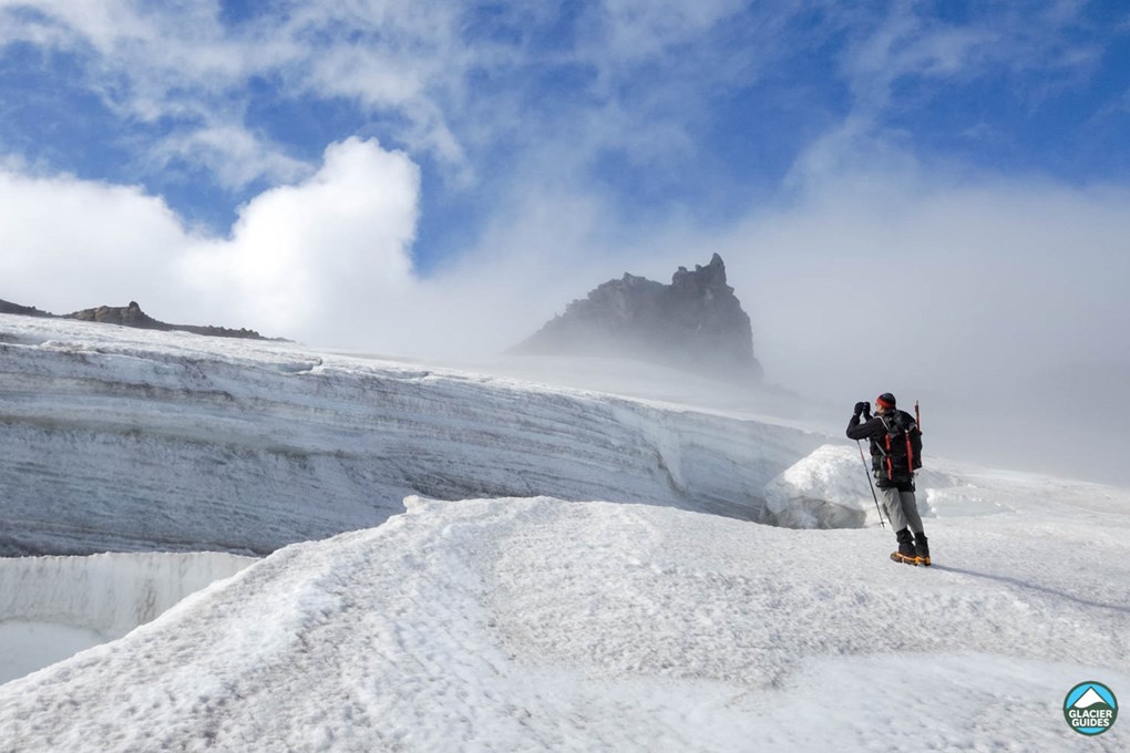 Man Hiking On Snaefellsjokull Glacier