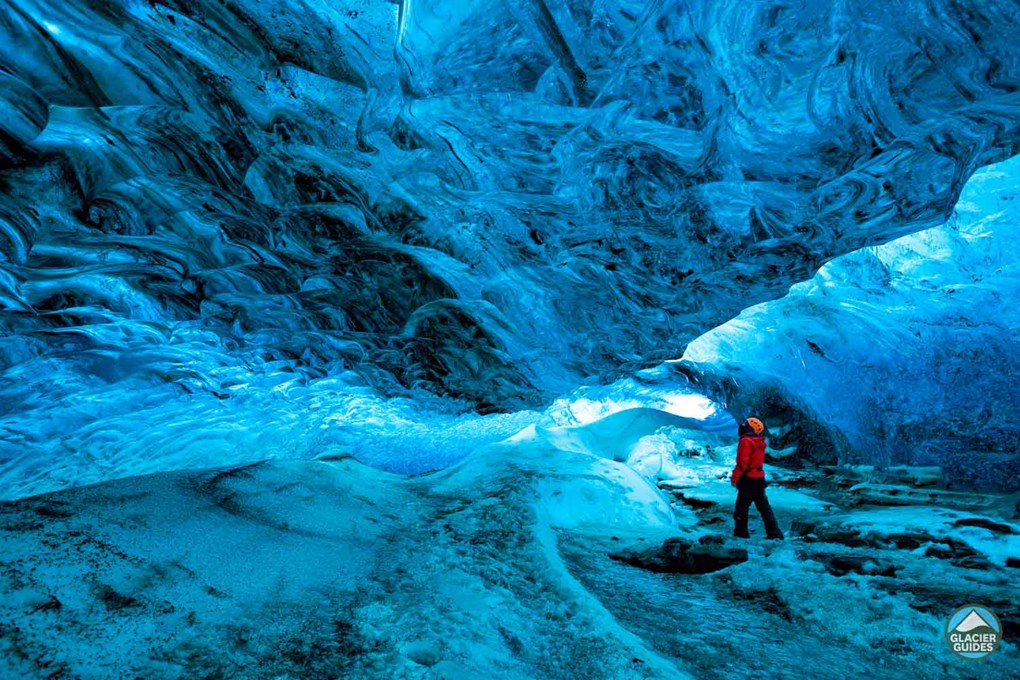 Woman in Vatnajokull Ice Cave 