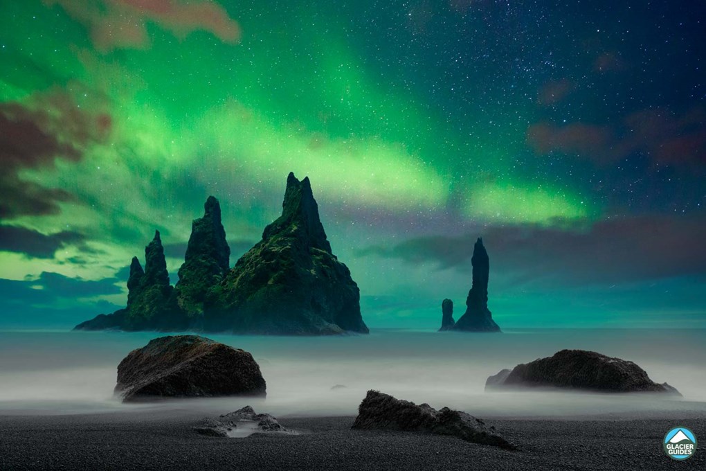 Northern Lights over Reynisfjara Beach