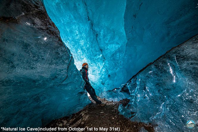 Natural ice cave inside Langjokull glacier