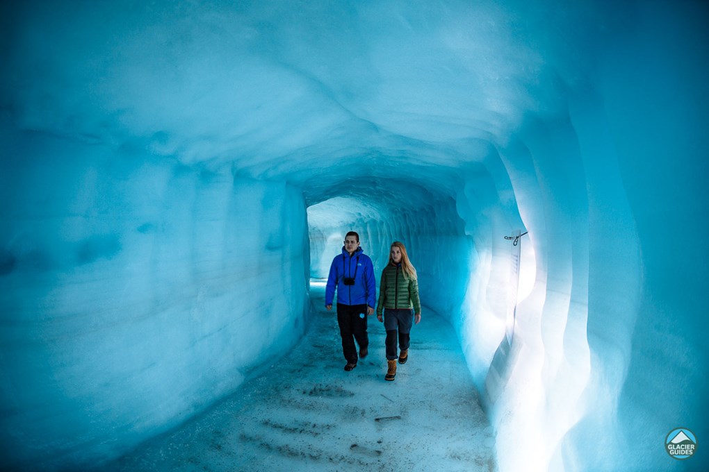 Couple inside Into the Glacier ice cave