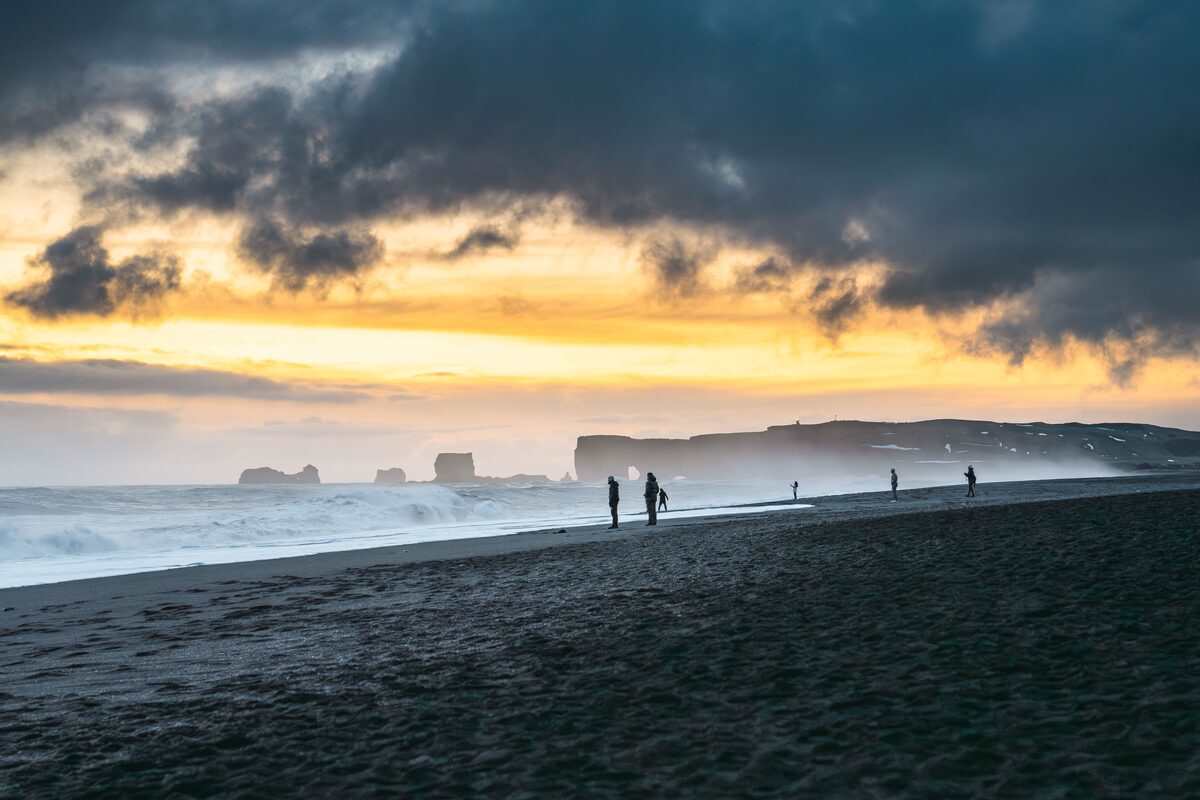 Black sand Beach during winter in iceland