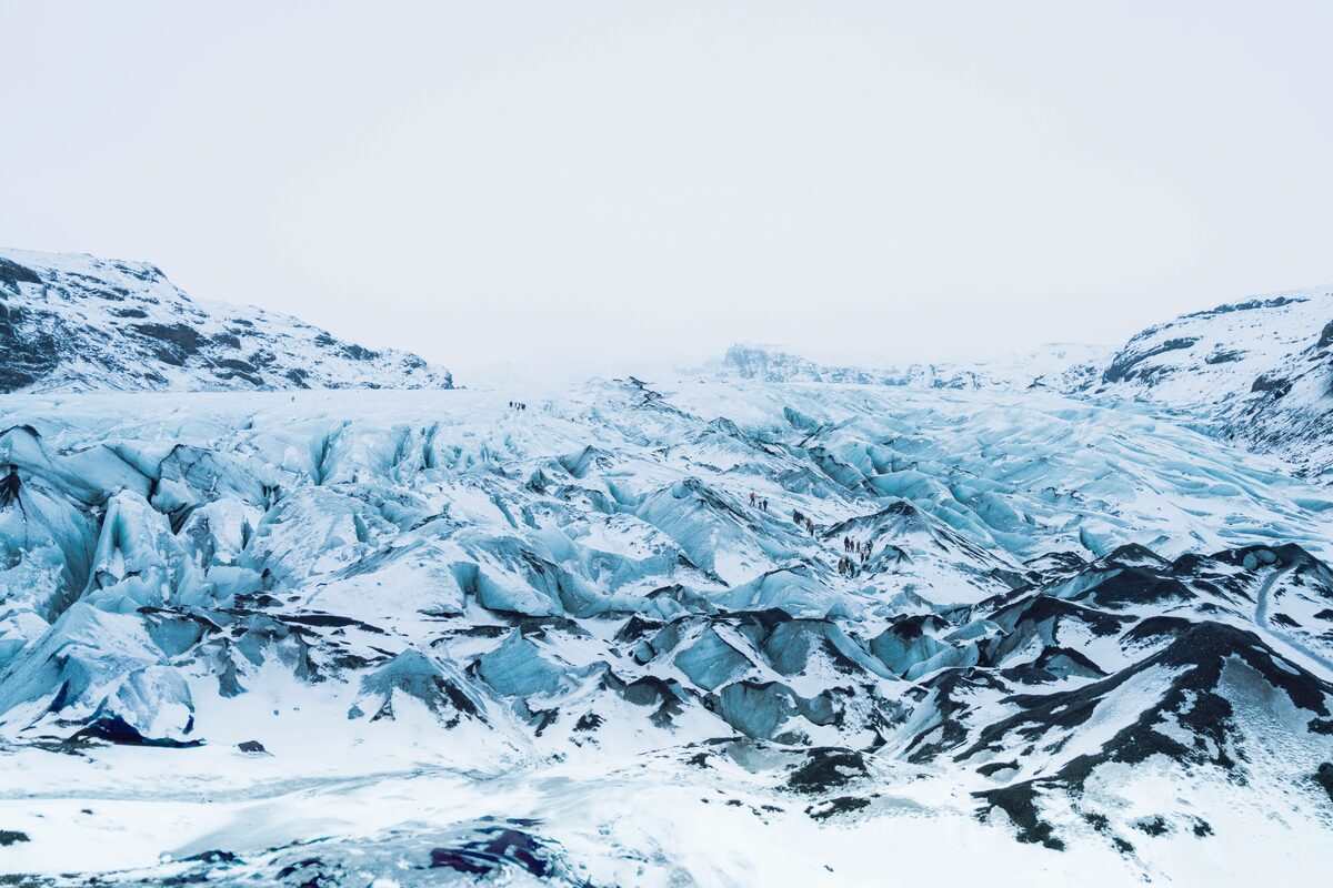 glacier crevasses on solheimajokull glacier in iceland