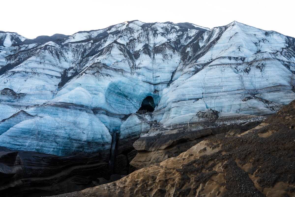 entrance into katla ice cave in iceland