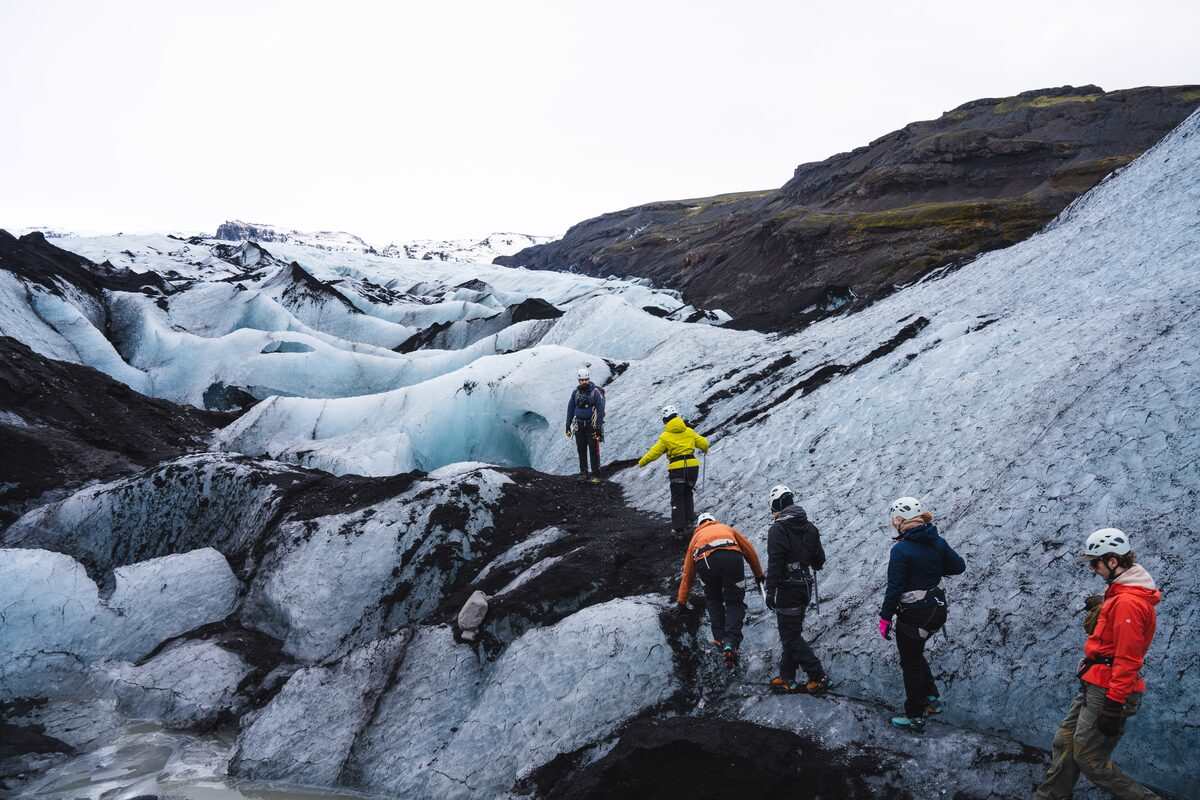 glacier hike in progress in iceland