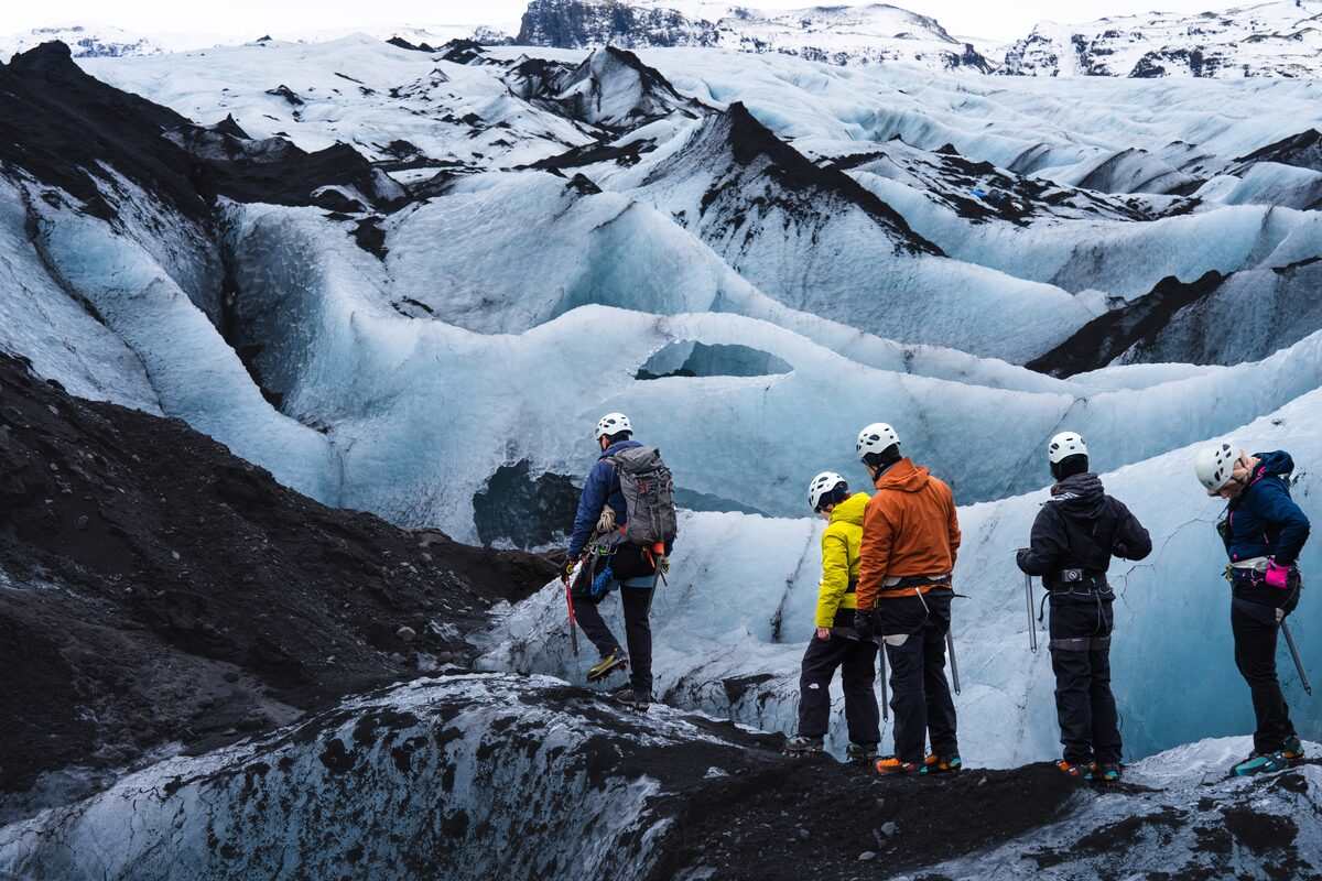glacier hike in progress in iceland